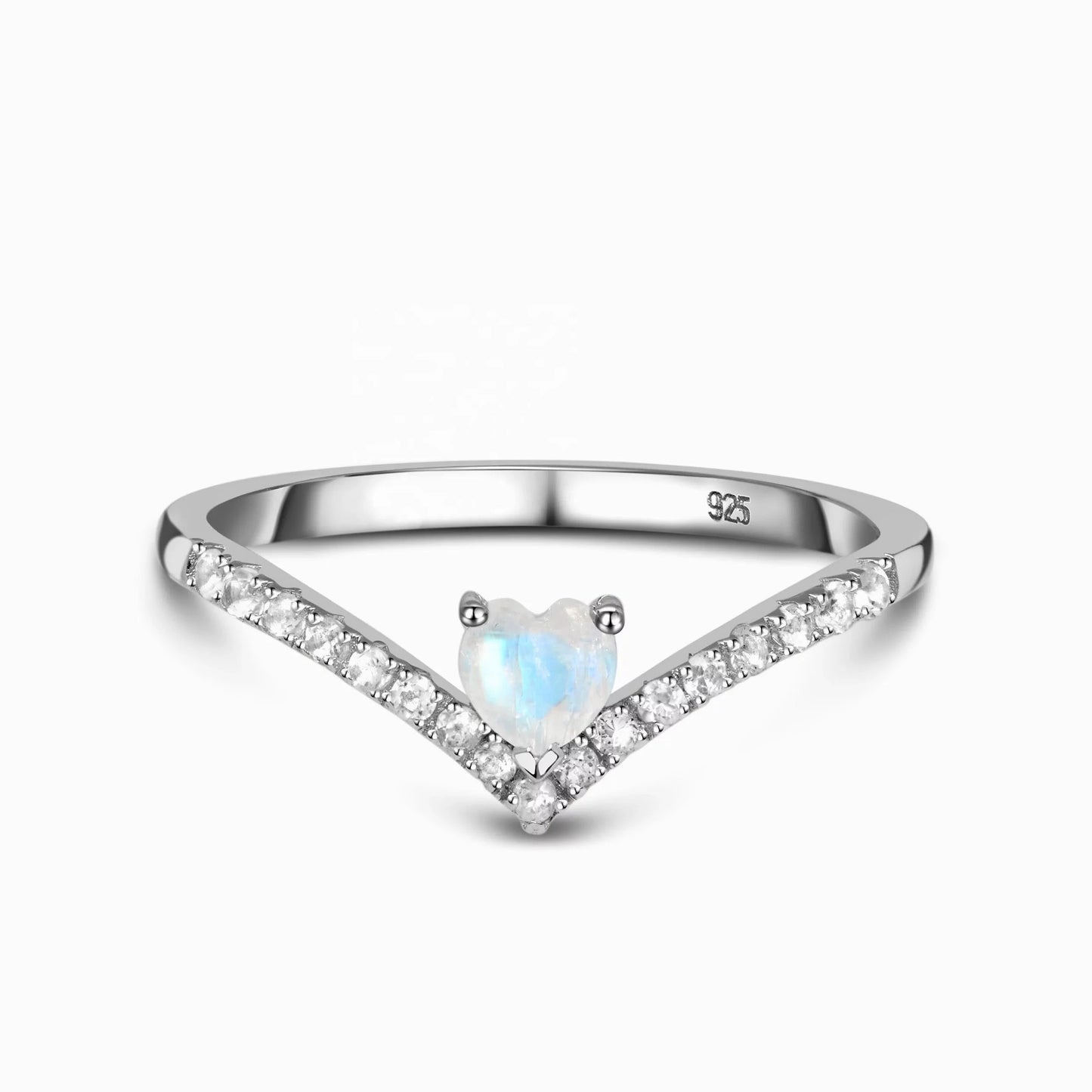 Moonstone Wishbone Heart Ring