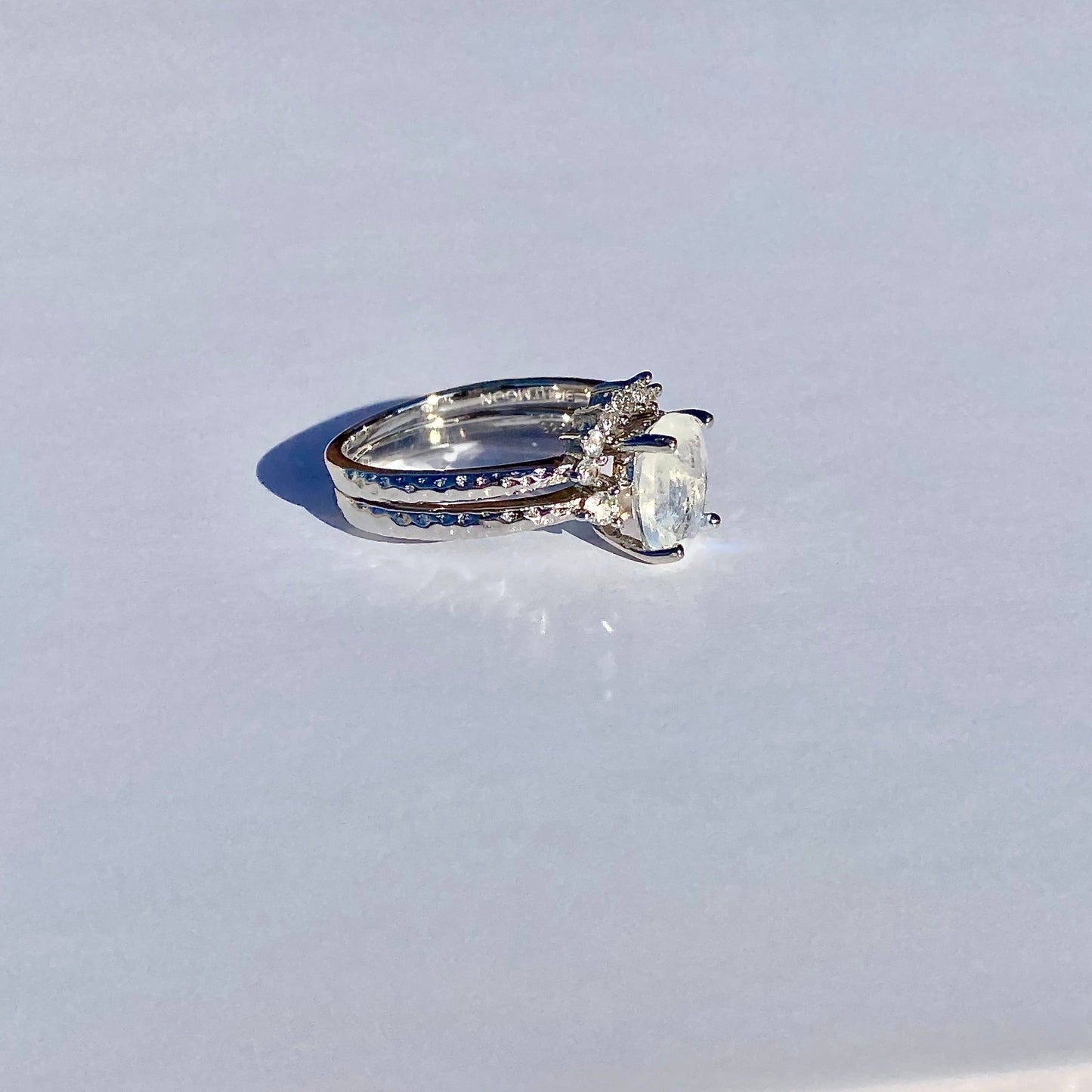 EIGHTMOON Moonstone Ring Set, 925 Sterling Silver