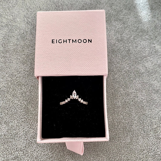 Sparkling White Topaz Wishbone Ring 925 sterling silver