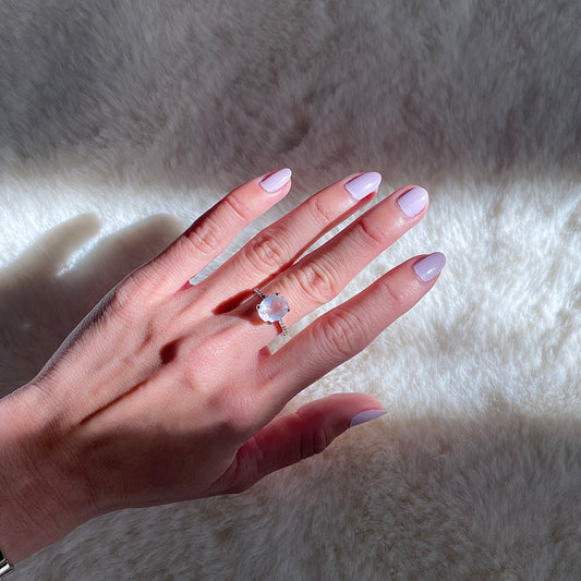 EIGHTMOON Tranquility Rose Quartz Ring, 925 Sterling Silver