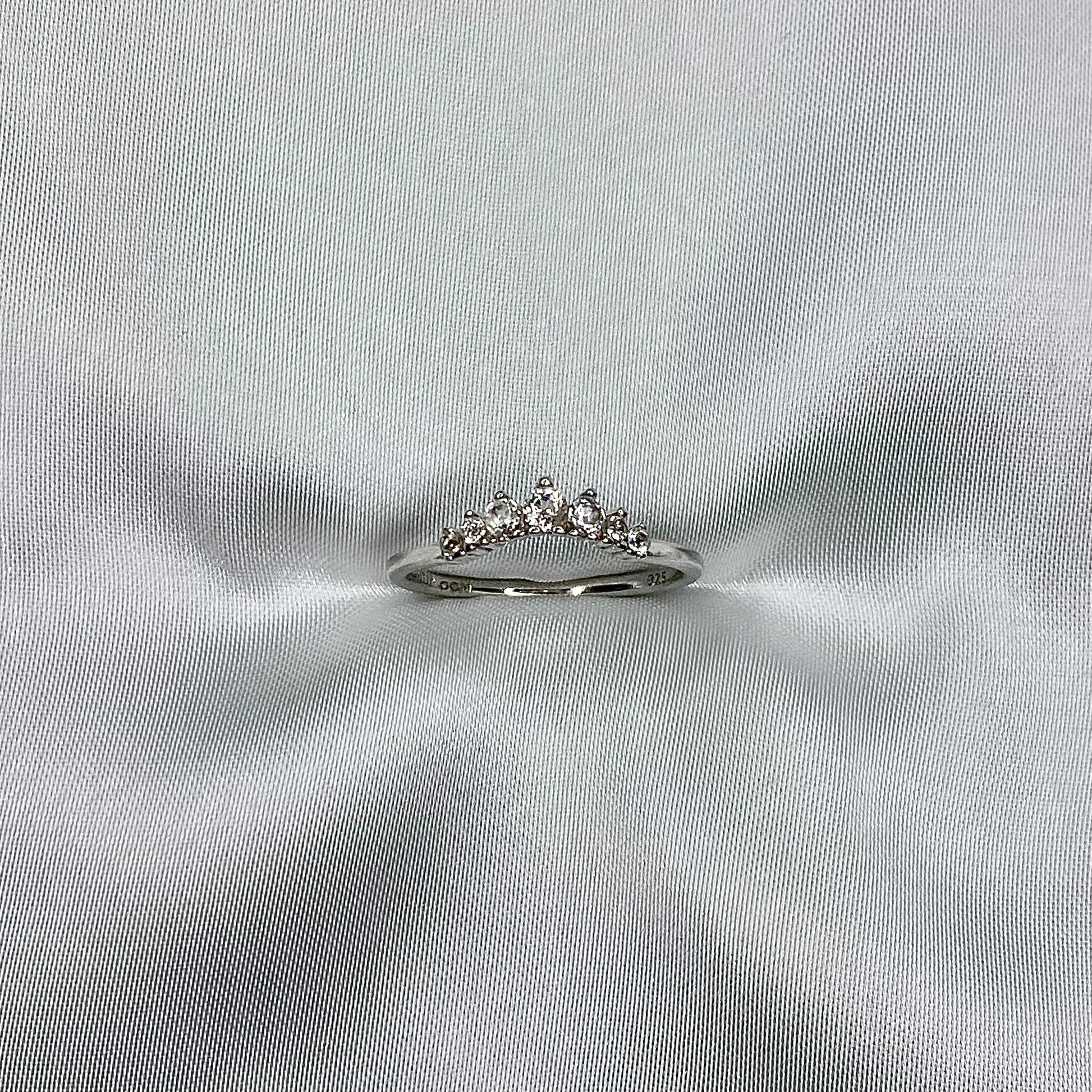 White Topaz Tiara Ring, 925 Sterling Silver
