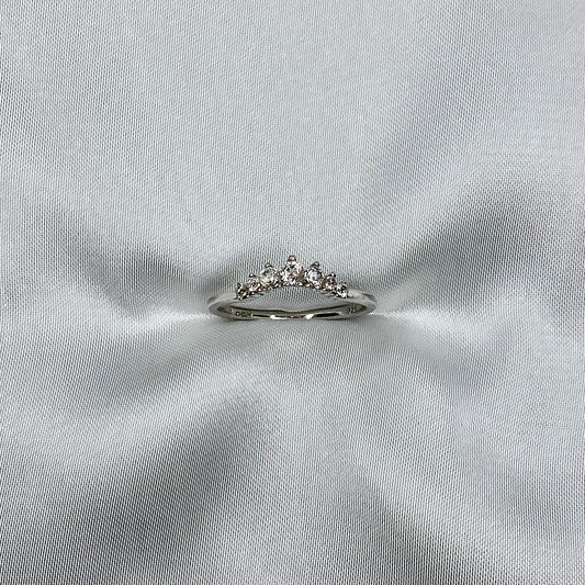 White Topaz Tiara Ring, 925 Sterling Silver