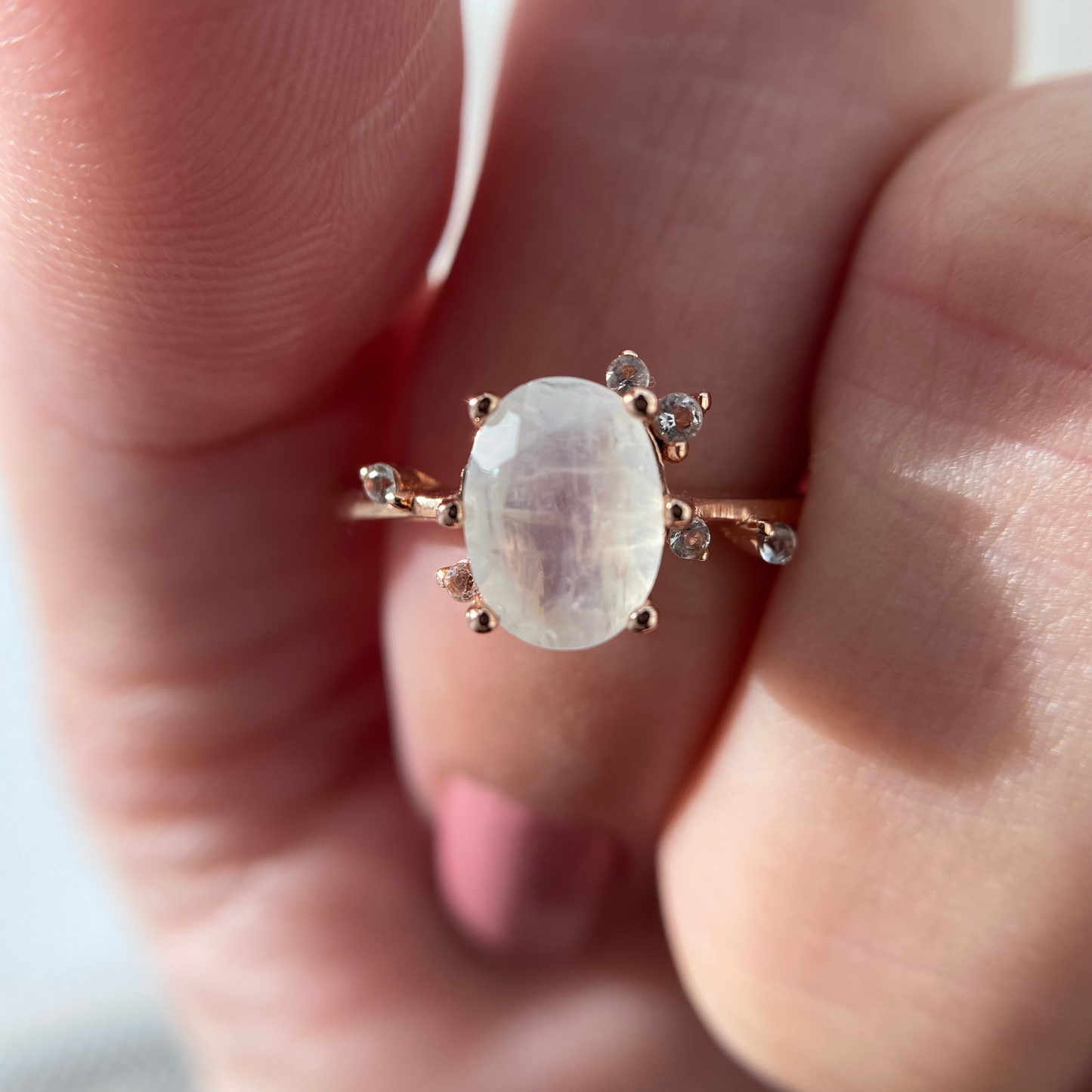 Ethereal Moonstone Ring (18ct Rose Gold Vermeil)