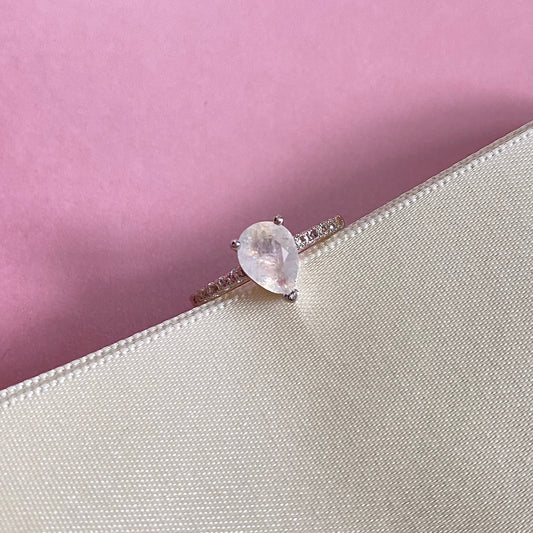 Petite Pear Cut Moonstone Ring