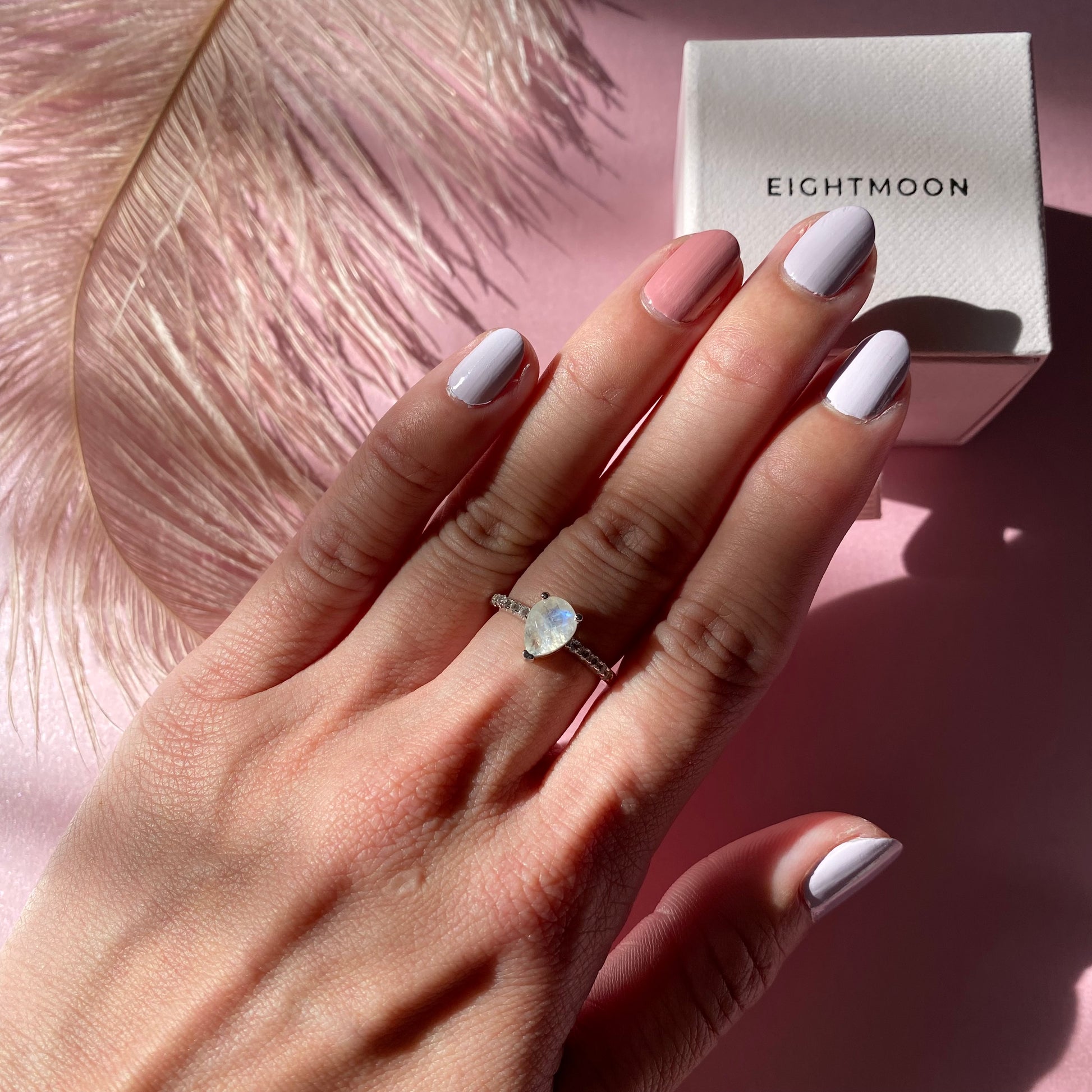 Petite Pear Cut Moonstone Ring