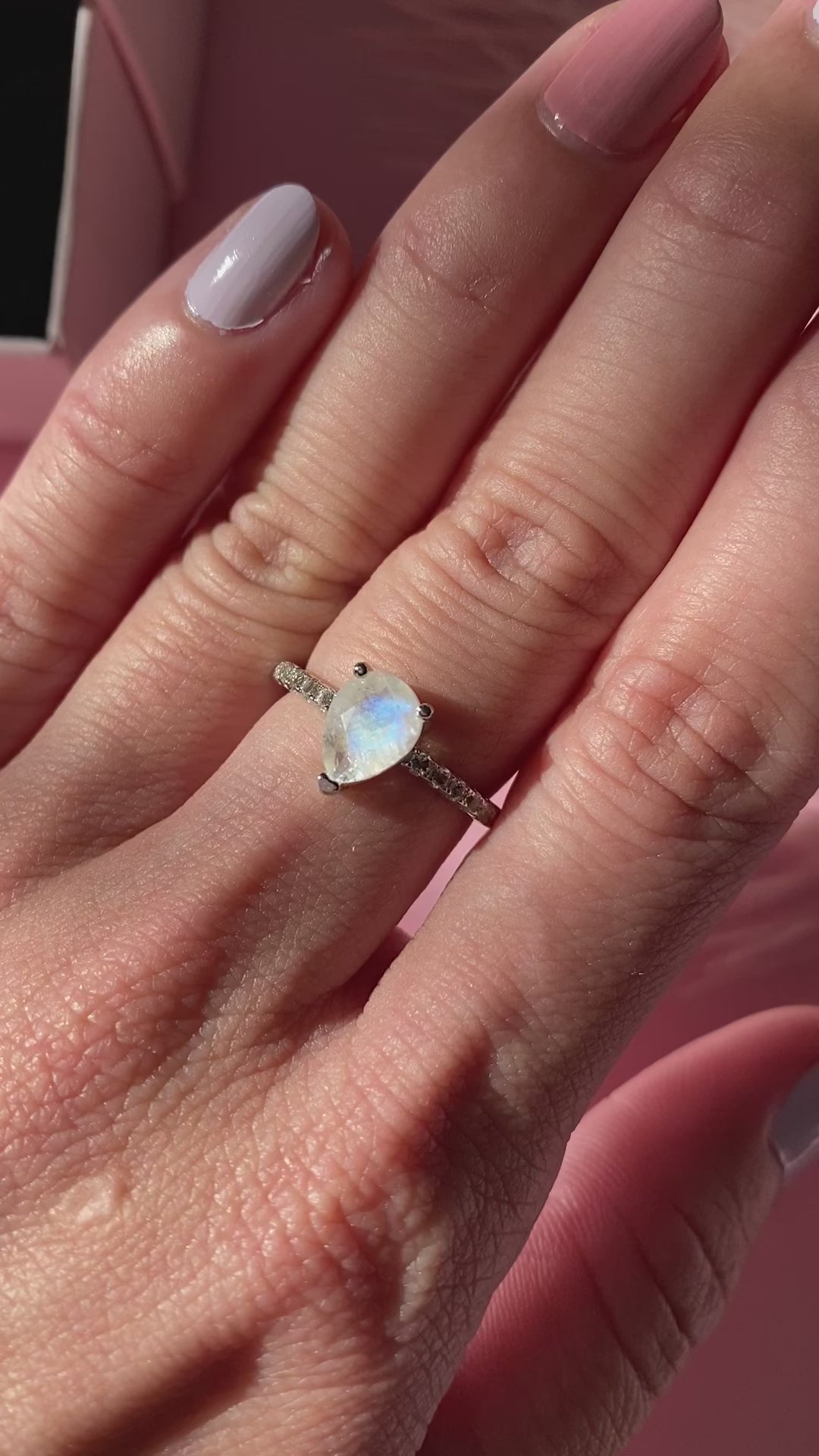 Petite Pear Cut Moonstone Ring