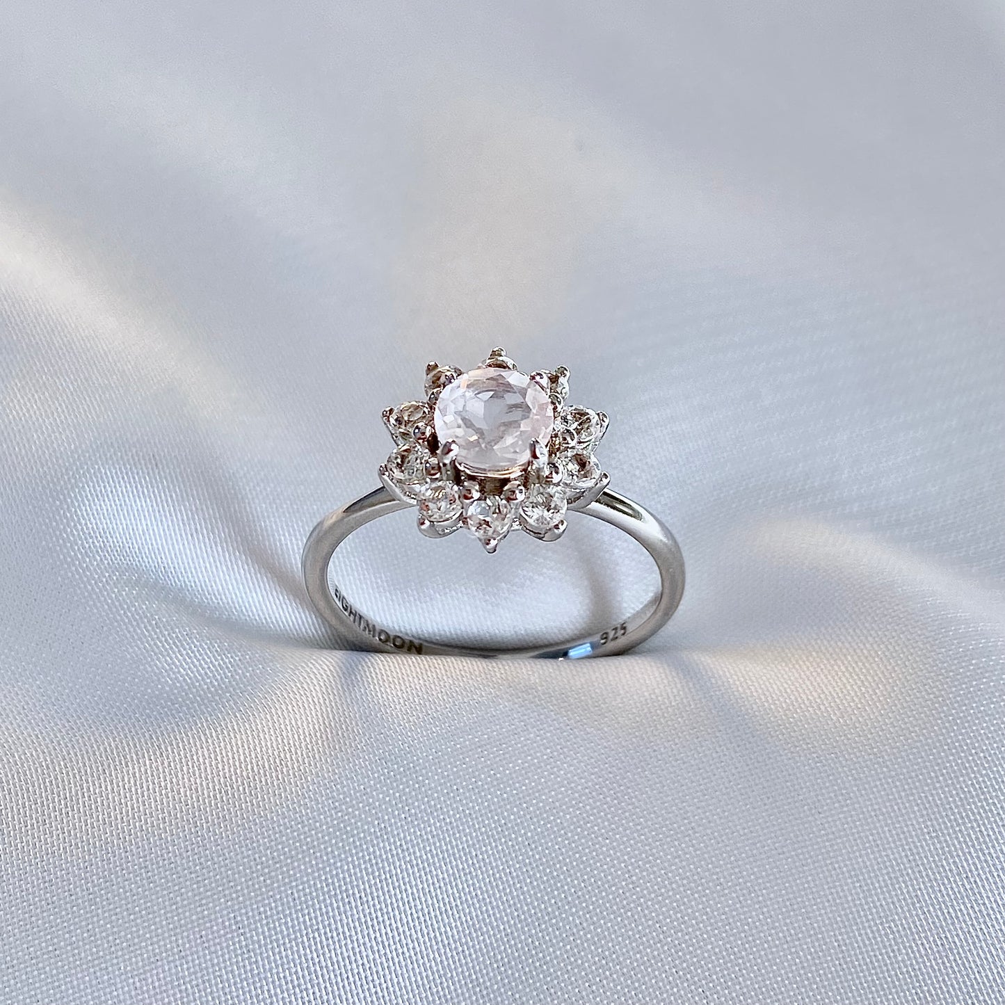 Halo Rose Quartz Ring